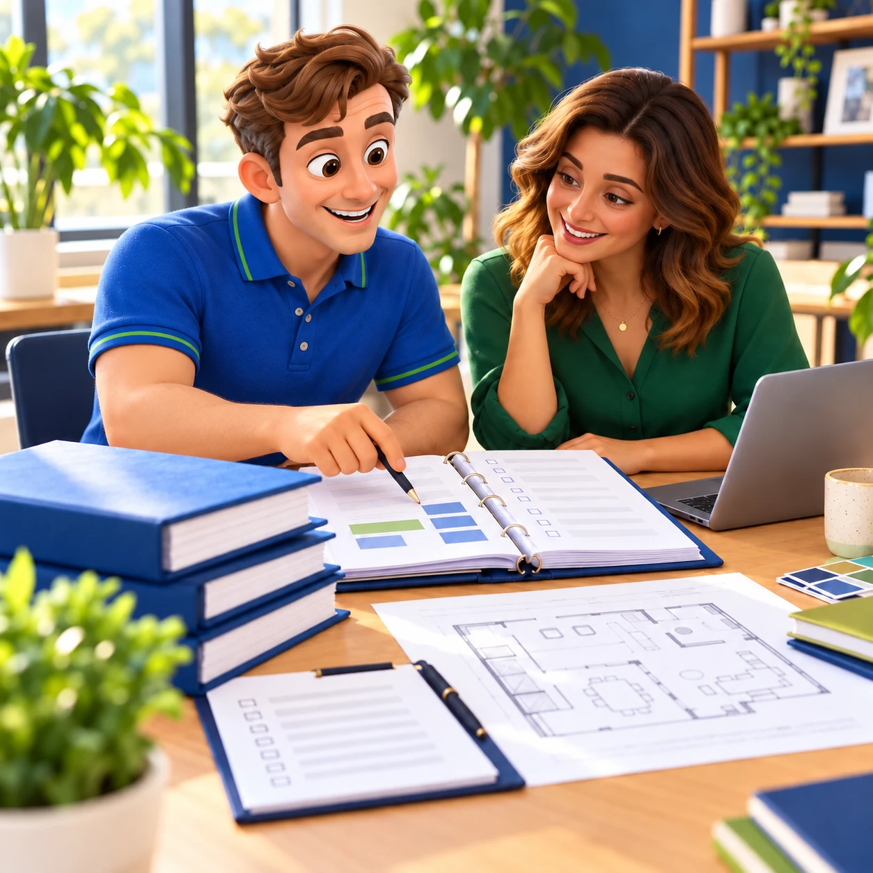 Clark helping a business owner organize her franchise documentation